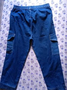 Stylish Blue Denim Cargo Jeans Pluss brand