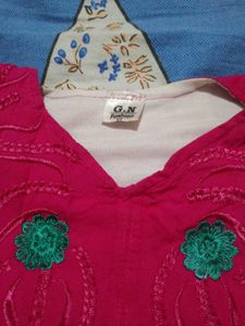 Elegant Pink &amp; Teal Kurta Set
