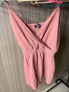 Women's Pink Smocked Waist Wrap Top