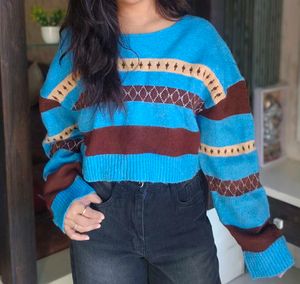 Stylish Striped Cropped Sweater