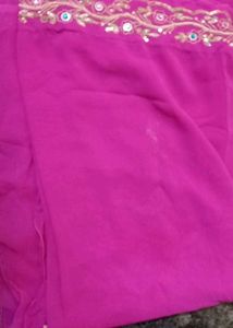 Vibrant Fuchsia Saree with Embellished Border