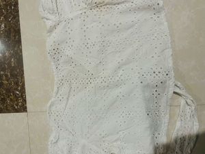 Chic White Embroidered Tie-Front Top