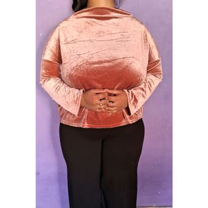 Plus Size Coral Velvet Highneck Look Top