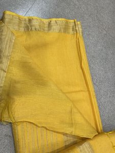 Bright Yellow Saree with Striped Detail Pallu