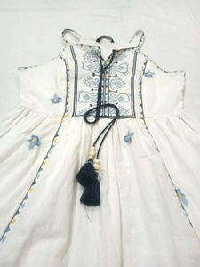 Boho Embroidered White Gown