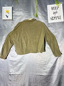 ZARA Olive Green Button-Up Cropped Jacket