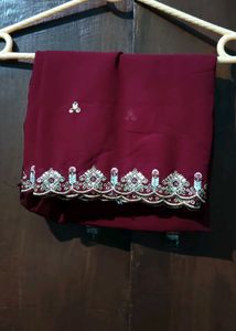 Embroidered Maroon Kurti   plazo