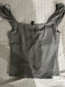 Cute Ruched Grey Crop Top