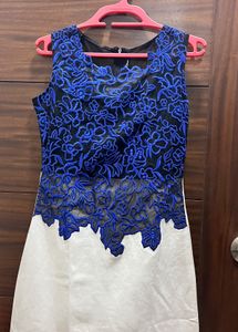 Blue And White Floral Lace Dress