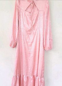 Chic Pink Ruffled Midi Dress