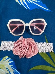 Pink Sunglasses & Flower Headband for baby girl