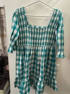 Green Checkered Mini Dress
