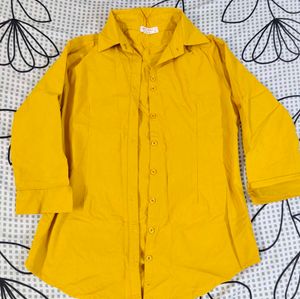 Mustard Yellow Collared Button-Up Shirt