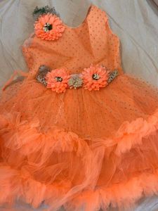 Adorable Peach Ruffled Party Dress