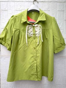 Korean Pinterest Premium Chic Green Chinese Top