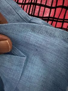 Blue Linen Button-Down Shirt