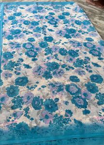 Beautiful Blue Floral Saree(no blouse)