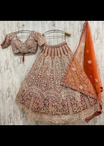 Stunning Red Embellished Lehenga Choli Set