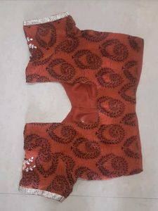 Elegant rustcolour Printed Saree with Blouse