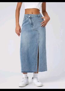 Stylish Denim Maxi Skirt with Slit