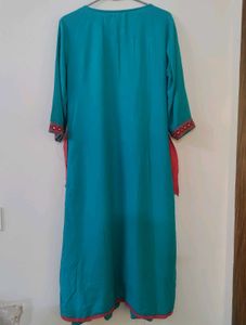 Beautiful Teal dress with Pink Inner