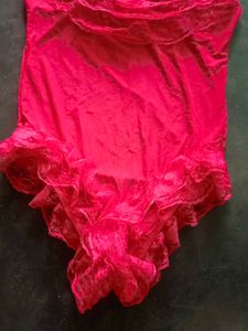 Stunning Red Lace sheer Trim Bodysuit