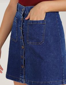 Denim Button-Front Mini Skirt