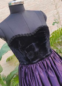 Strapless Velvet &amp; Satin Gown