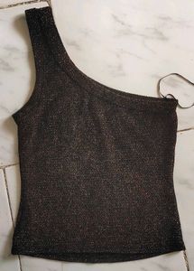 Sparkly One-Shoulder Crop Top