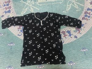 Black Floral Print Kurta