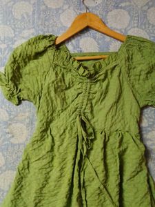 Chic Green Textured Midi Dress