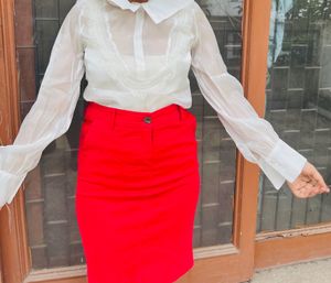Organza Sheer Stiff Collar Top