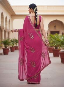 Pink Embellished Saree