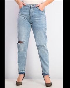 Mango Blue Washed Mom Jeans