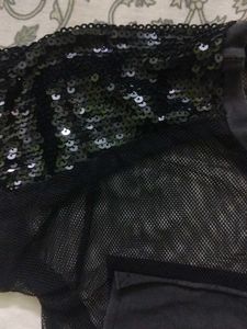 Black Mesh Goth Sequin Graphic Top