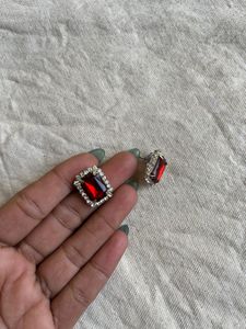 Red Gemstone Stud Earrings