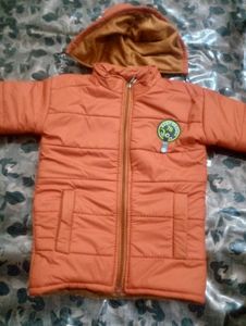 Orange Puffer Jacket with Hood