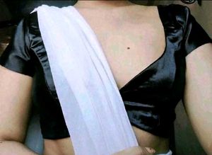 Satin Non Padded Backless 1 Hook Deep Neck Blouse