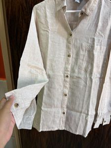 34 bust Beige Linen Blend Shirt women’s
