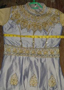 silvery-lavender art silk gown