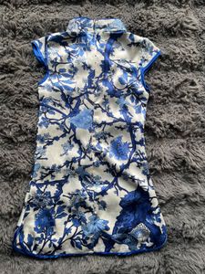 Imported Blue Floral Chinese Style Dress