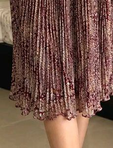 Maroon Printed Midi Dress
