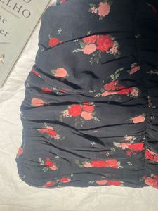 Chic Black Floral Ruched Mini Dress
