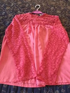 Coral Lace Long Sleeve Top