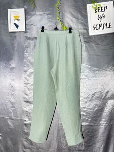 Mark&amp;spencer Light Green Striped Trousers