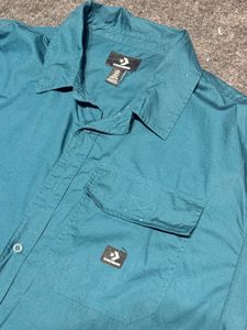 Converse 100% Cotton Teal Button-Up Shirt - Size L