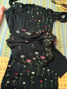 Black Floral Kurti Set