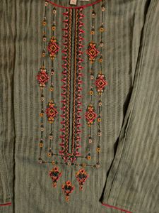 Elegant Striped Kurta with Embroidery