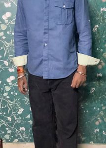 COMBO OF DENIM SHIRT AND BLACK ZARA JEANS