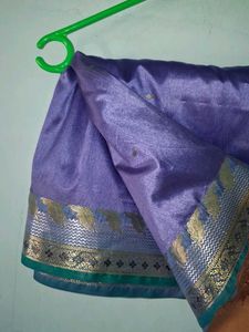 Elegant Purple Saree with Golden Border